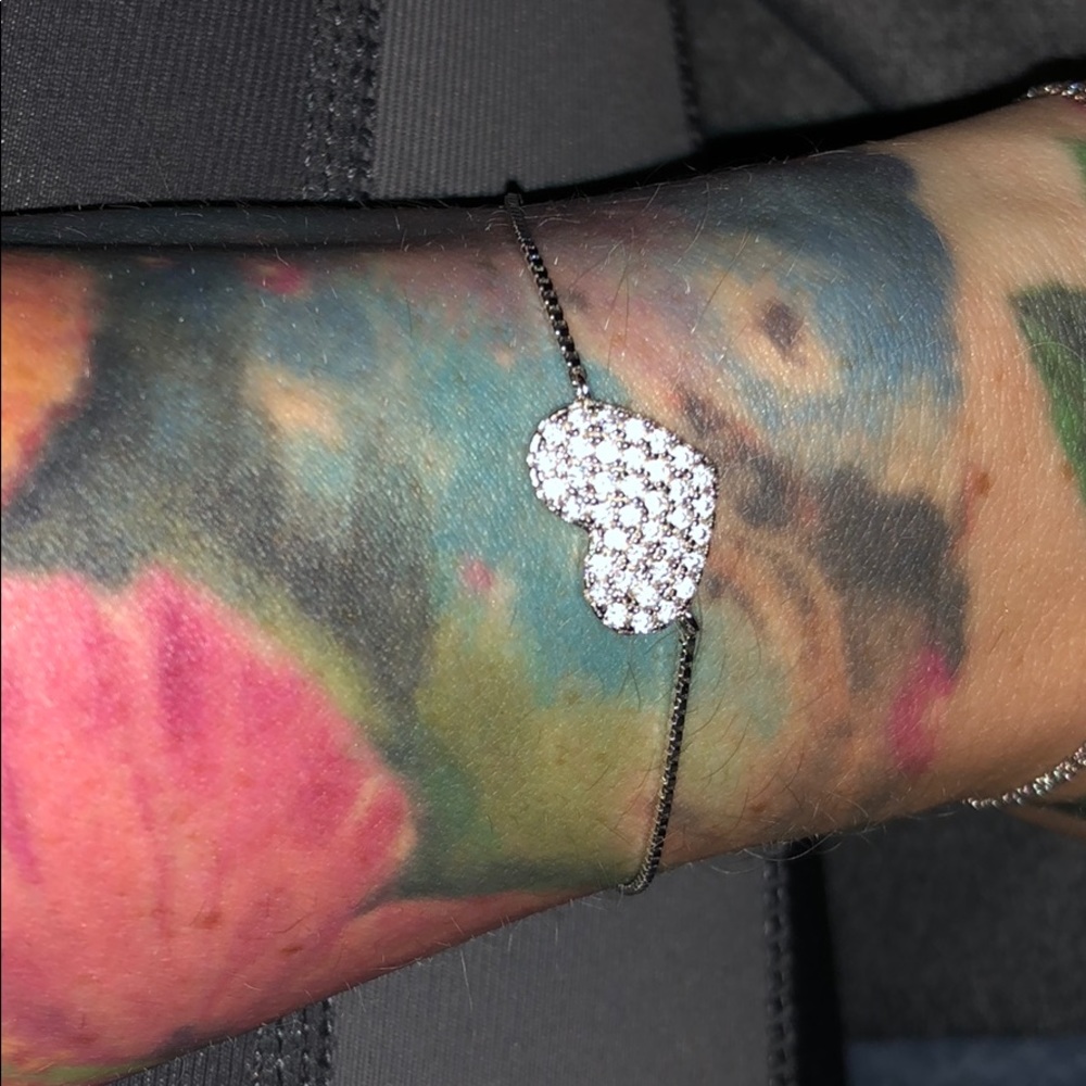 Sterling silver Crystal encrusted heart bracelet